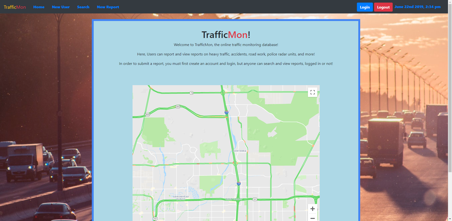 screenshot for trafficMonReact